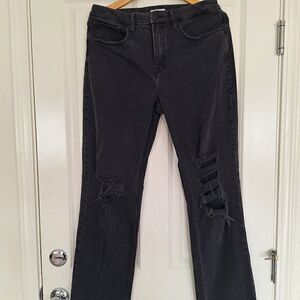Good American Good Boy Distressed High Rise Stretch Jeans straight leg size 8/29